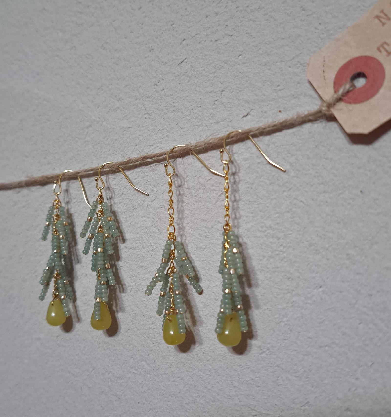 ゆらゆら揺れる優雅な輝き。style格上げします。ビーズロングフリンジピアス(グリーン) | 5枚目