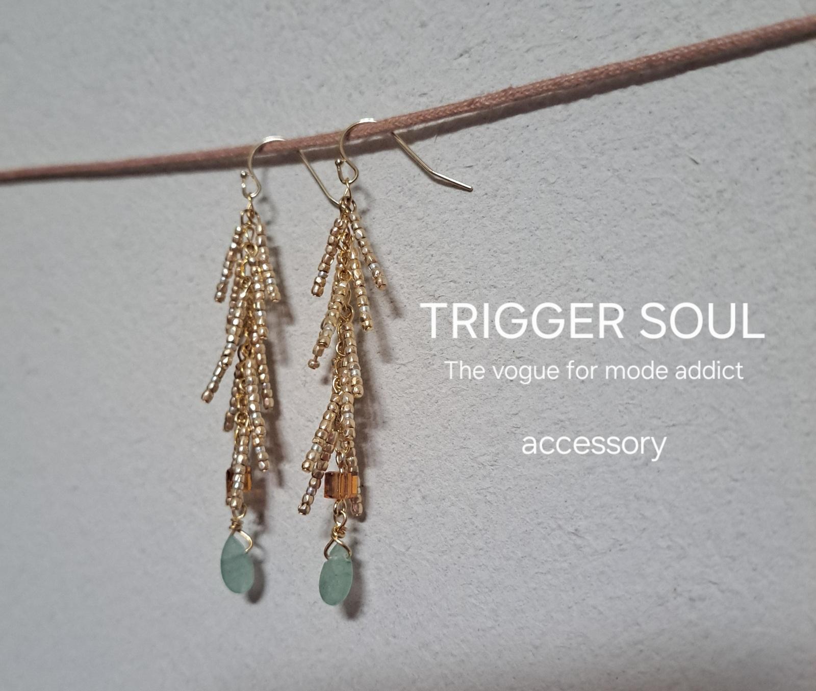 ゆらゆら揺れる優雅な輝き。style格上げします。ビーズロングフリンジピアス(ゴールド) | 4枚目