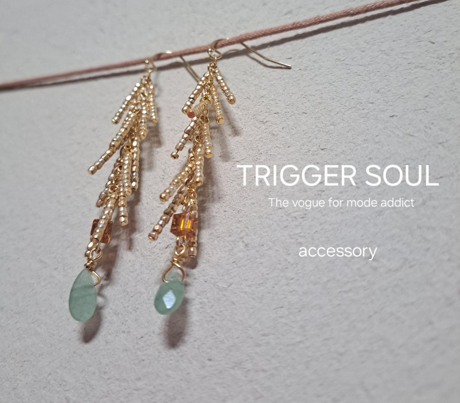 ゆらゆら揺れる優雅な輝き。style格上げします。ビーズロングフリンジピアス(ゴールド) | 6枚目