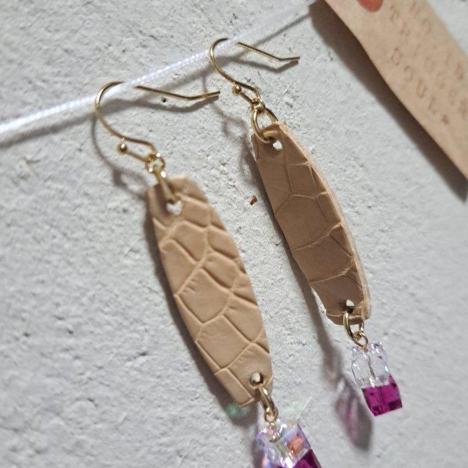 【想像よりはるかに軽い】クロコダイル本革×クリスタル／サステナブルピアス｜廃材レザーアクセサリー | 10枚目