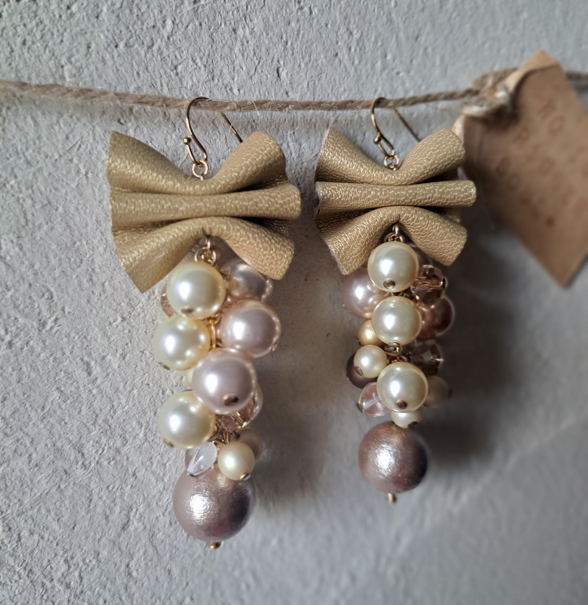 本革DXコットンパールmixゴールドベージュリボン/3秒でドレスアップ。サスティナブルアクセサリー(Ｃ24K) | 9枚目