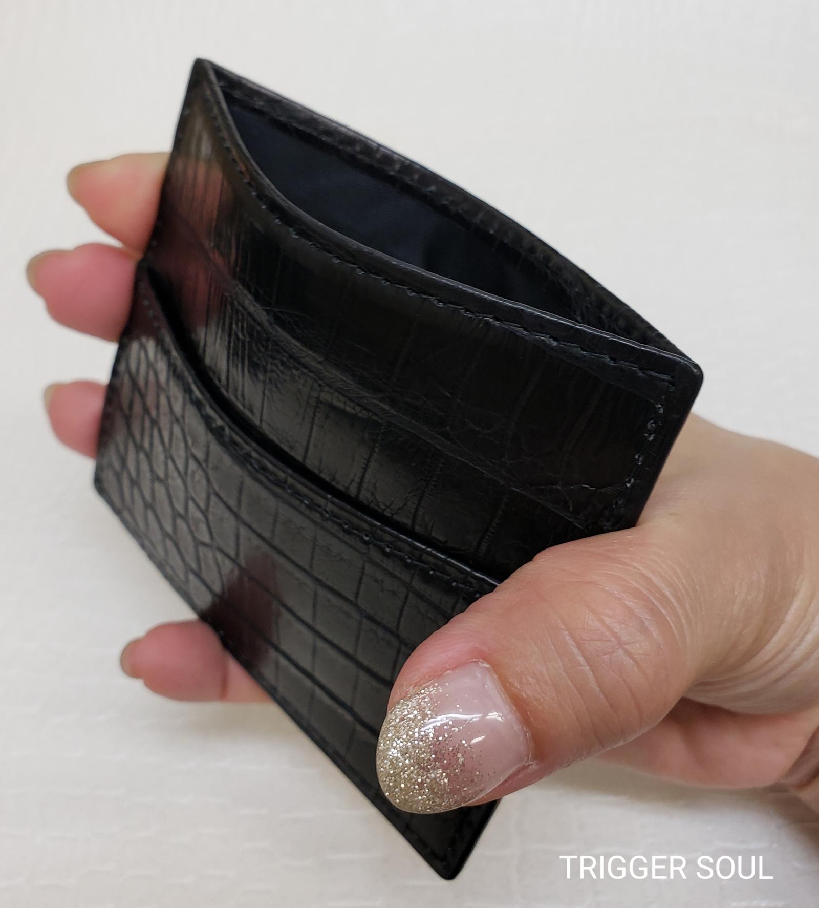 手のひらsize　クロコダイルコンパクトウォレット／BK | 10枚目