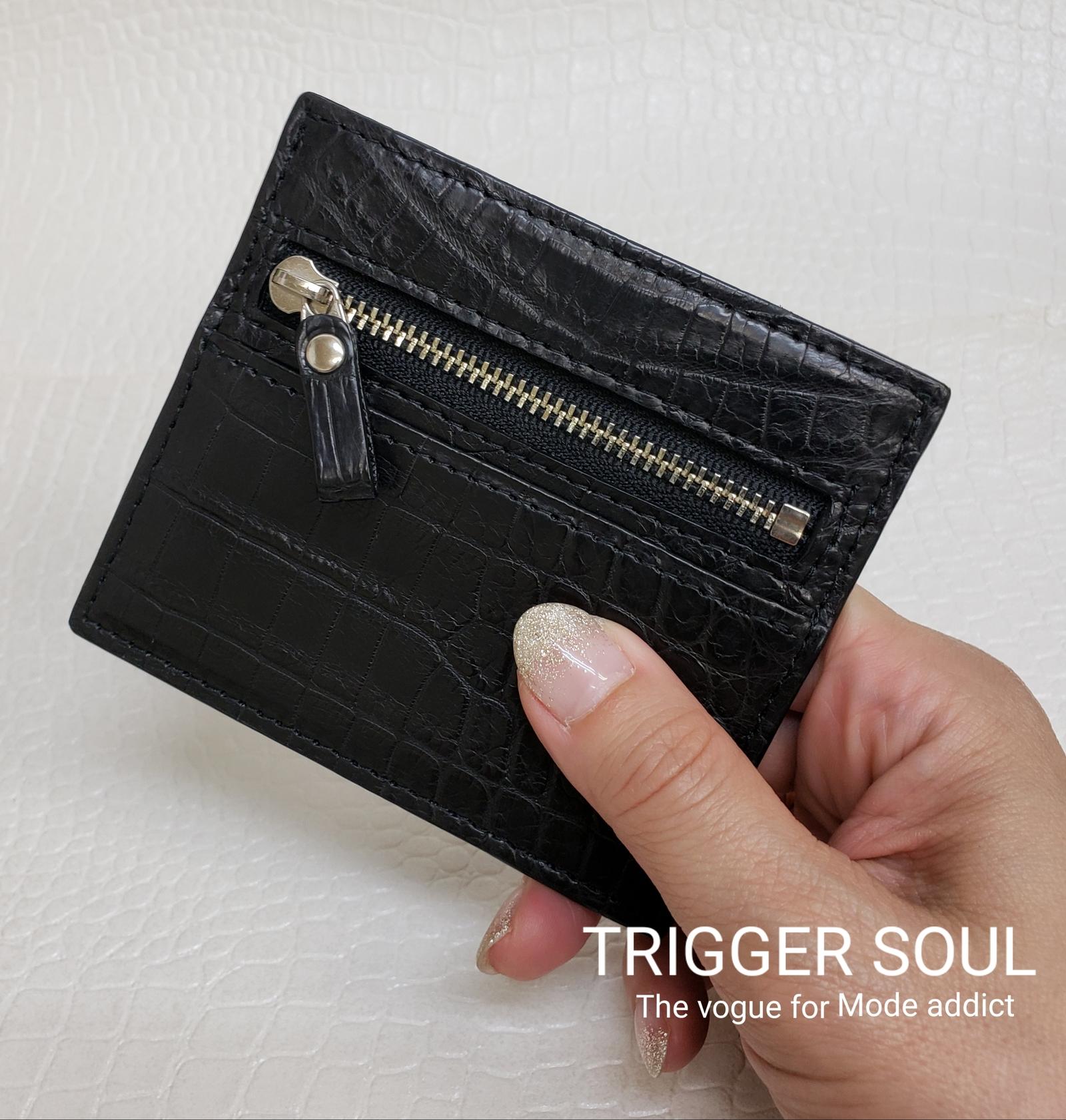 手のひらsize　クロコダイルコンパクトウォレット／BK | 3枚目